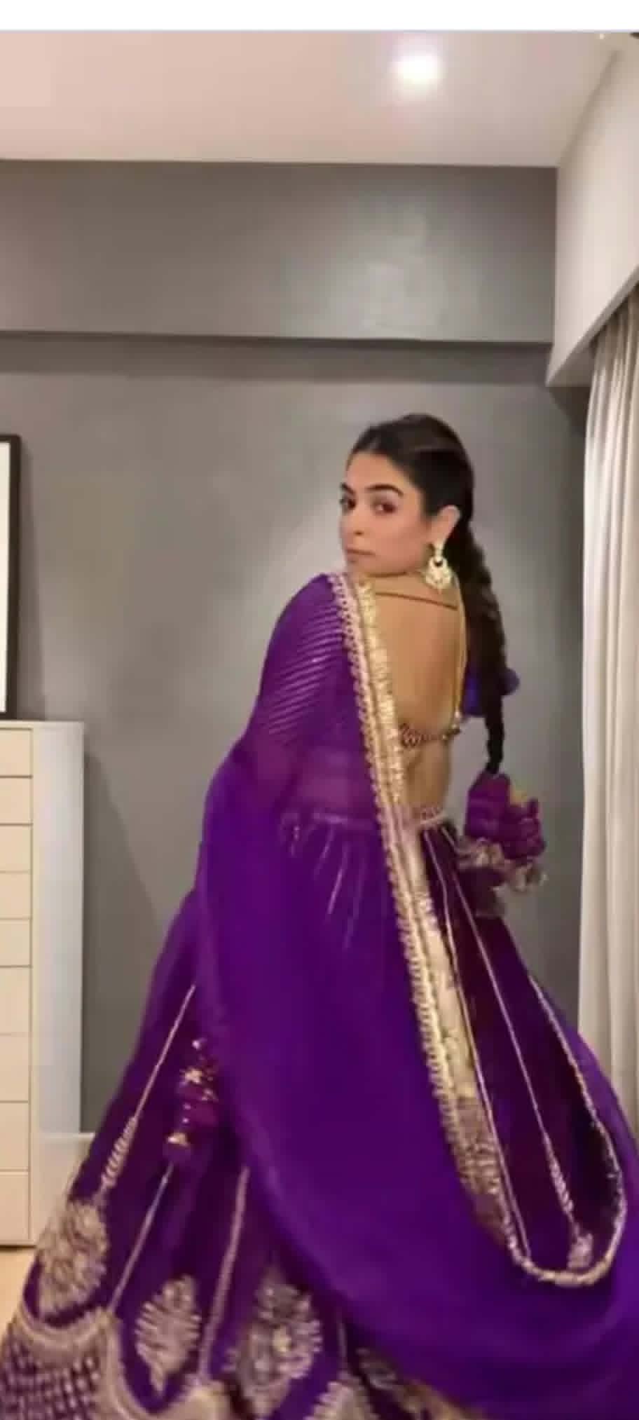 purple semi -stiched lehenga