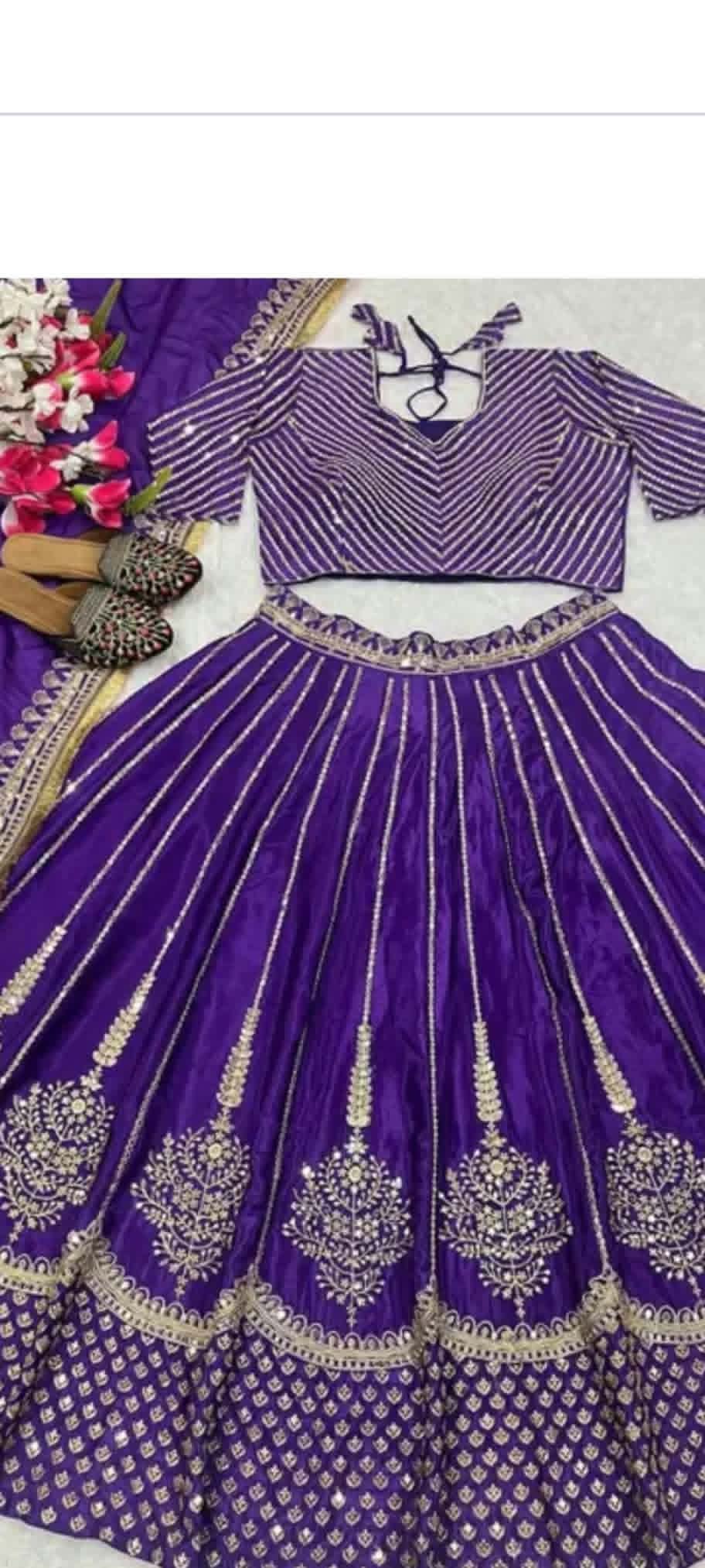 purple semi -stiched lehenga