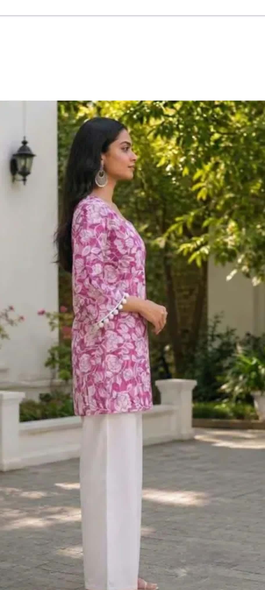 pink slevless kurti