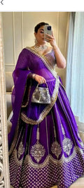 purple semi -stiched lehenga